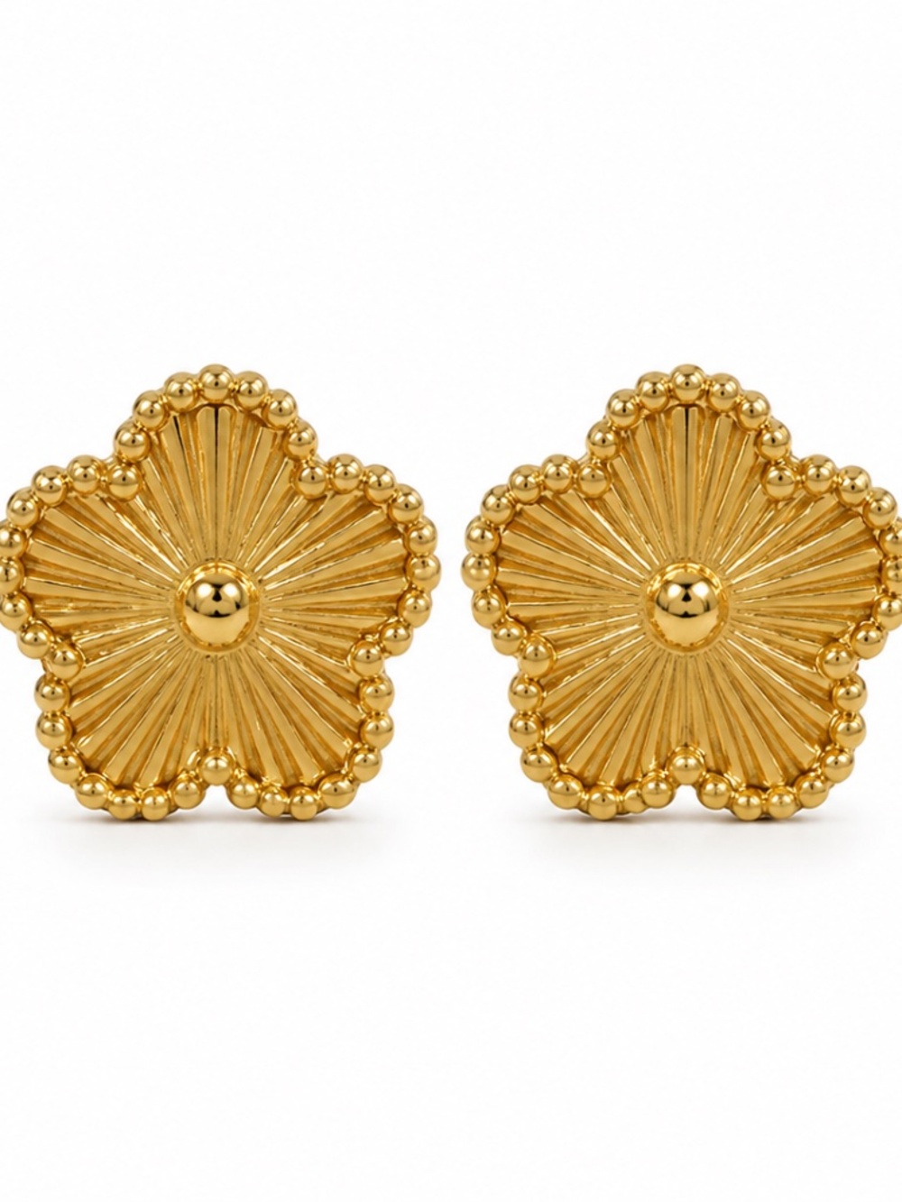 14K Gold Plated Stainless Steel Clover Stud Earrings